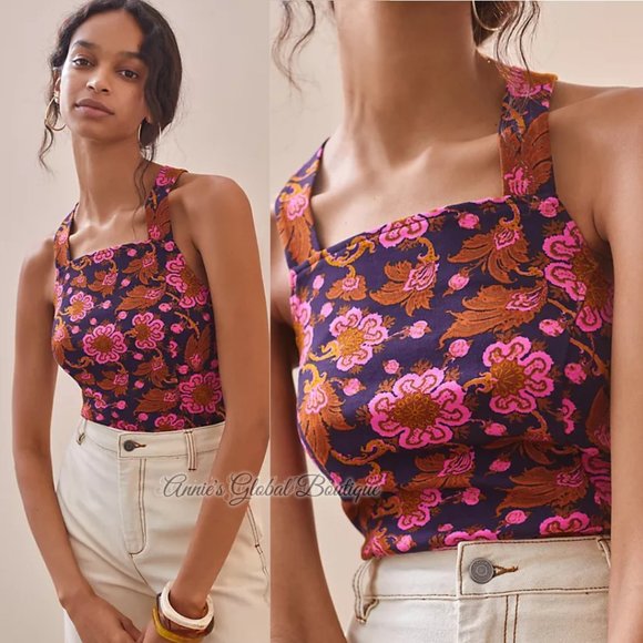 NWT, Anthropologie Seamed Cross-Back Tank Top - Picture 7 of 11